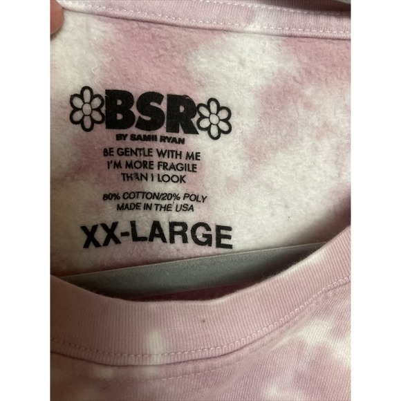 By Samii Ryan Purple and White Tie Dye Long Sleeve Cropped Crew‎ Neck Sweatshirt - Picture 7 of 7